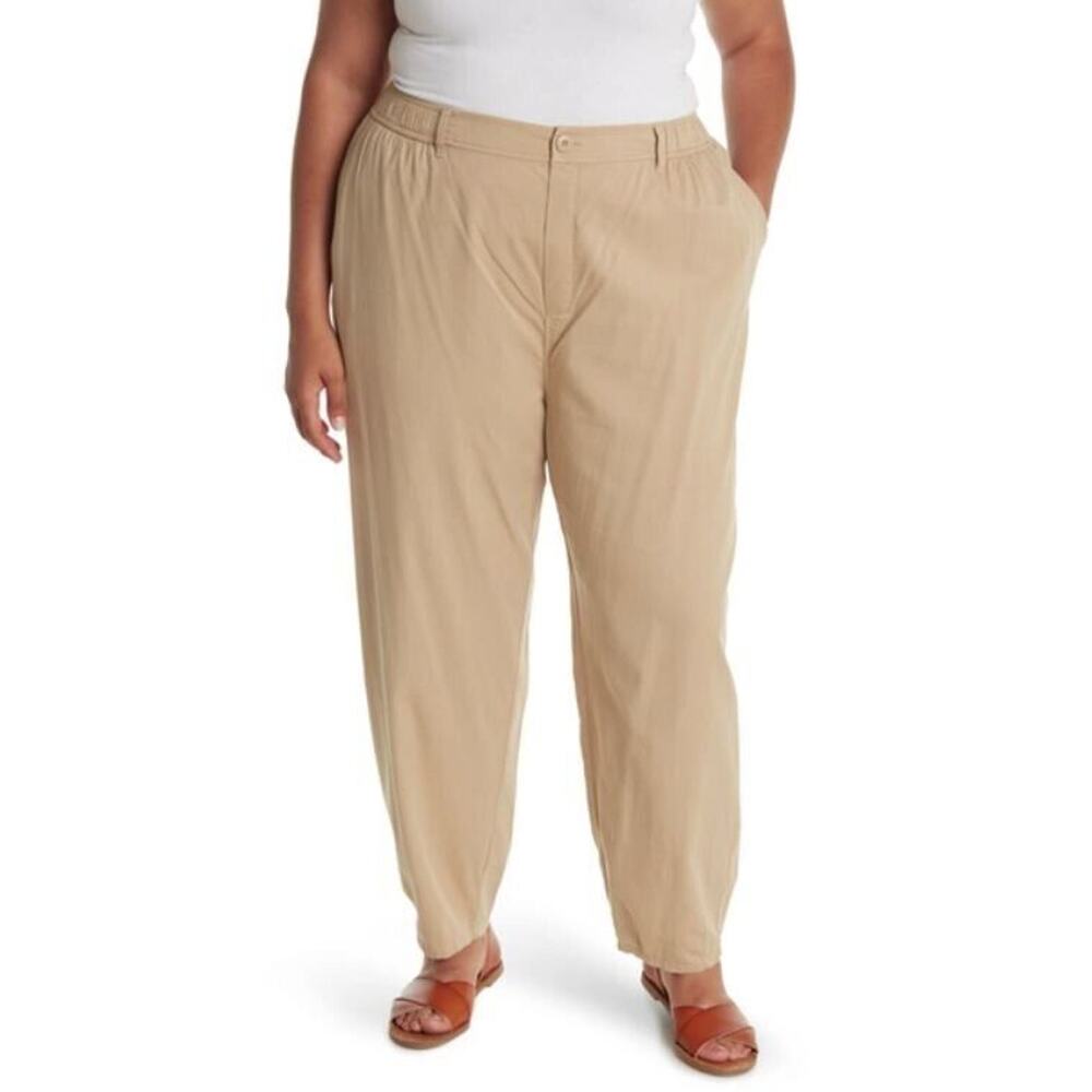 Abound Women's Twill Balloon Leg Pants in Beige Nougat 1X MSRP $30